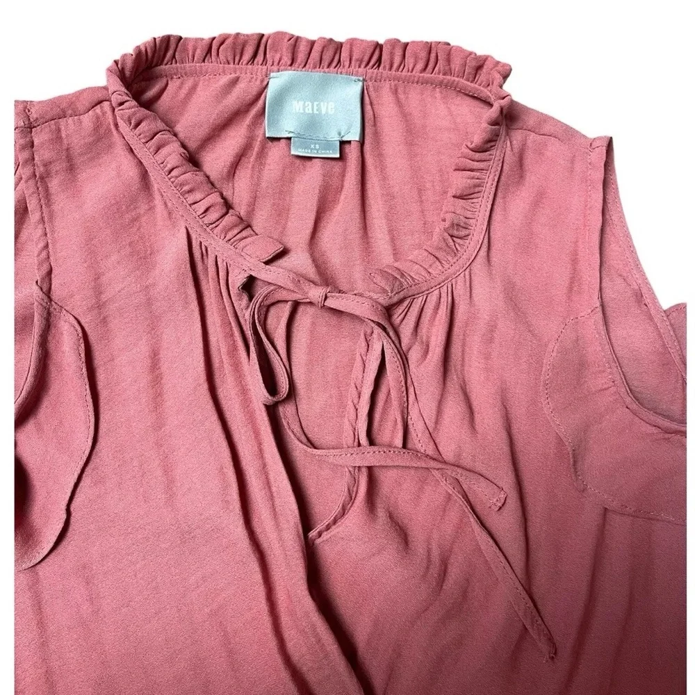 MAEVE Blouse Women XS Coral Cold Shoulder Wrap Front Liesel ANTHROPOLOGIE Top - Picture 3 of 12